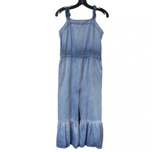 SEQUAN HEARTS Chambray Tiered Crop Leg Jumpsuit size XL